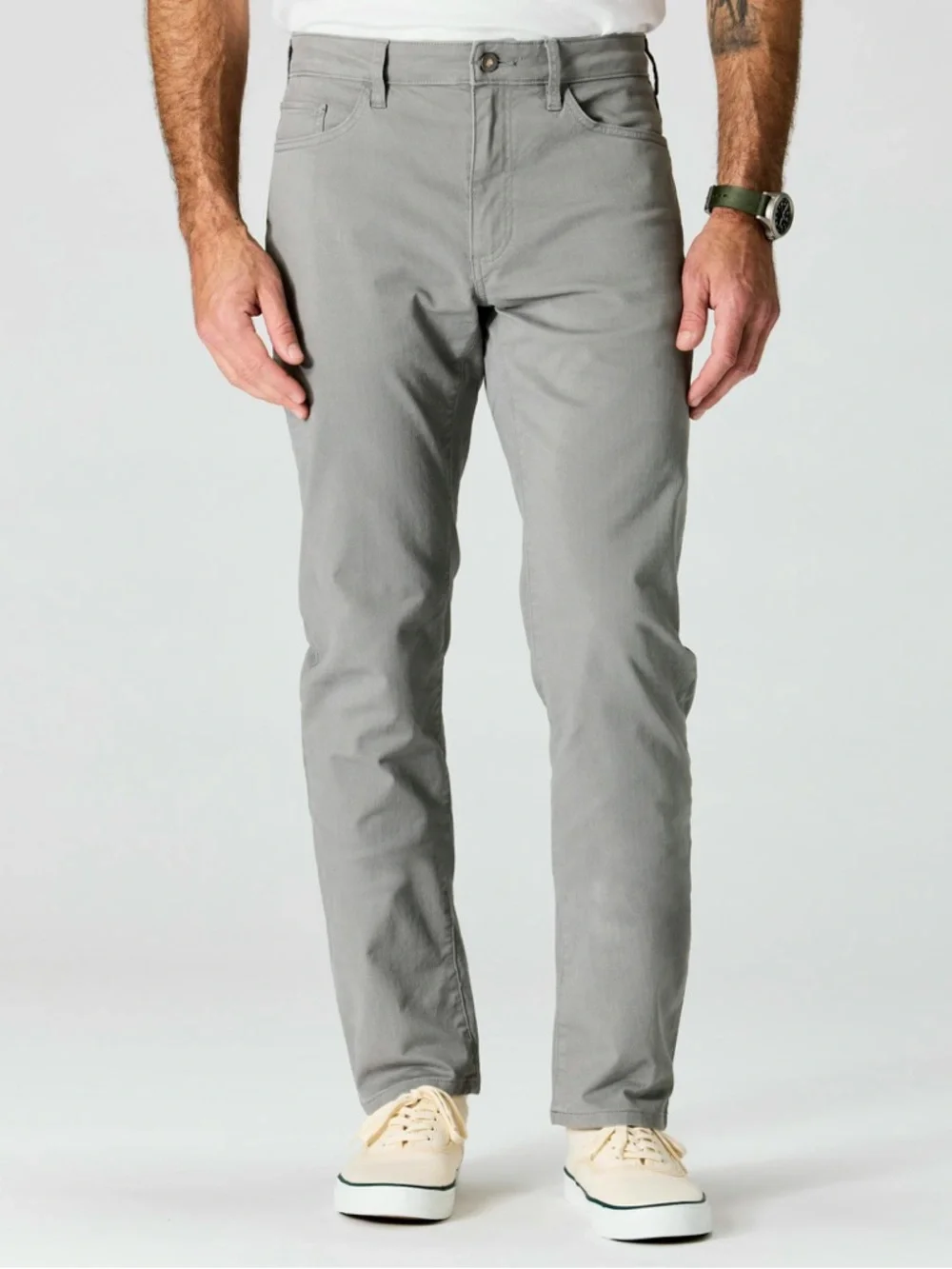 Flint and Tinder Slim Fit Gray Chino Pants Stretch Cotton Casual 25371